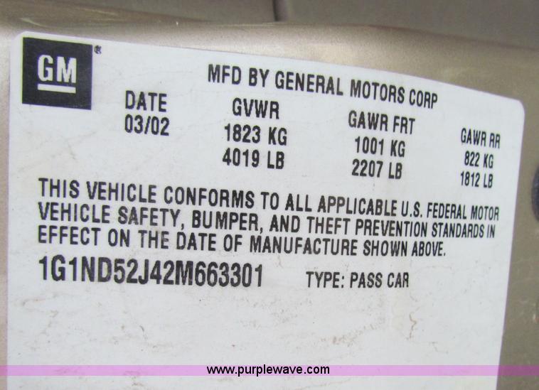 image for item A3524 2002 Chevrolet Malibu
