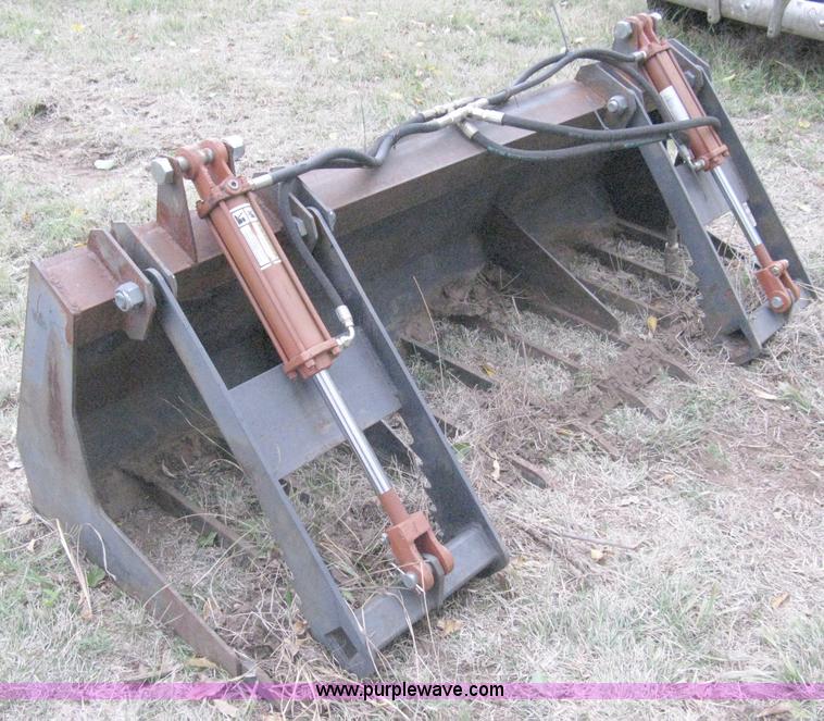 image for item A6004 Shop built fork bucket with hydraulic grapple thumbs