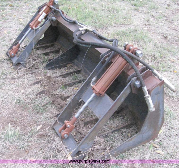 image for item A6004 Shop built fork bucket with hydraulic grapple thumbs