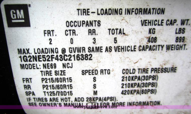 image for item B5545 2003 Pontiac Grand Am SE