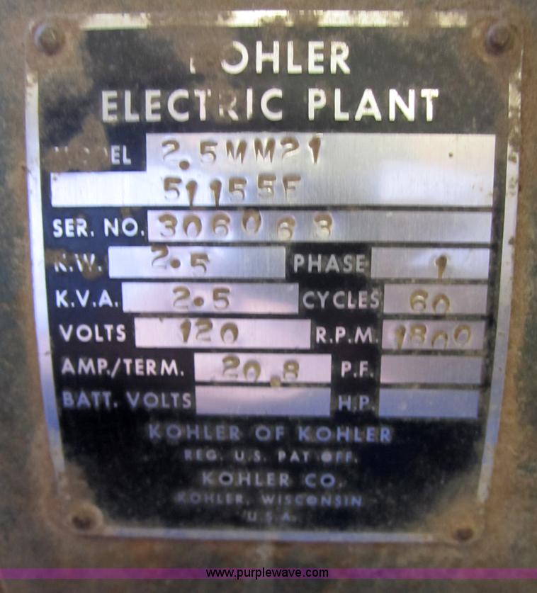 image for item B9030 Kohler electric plant