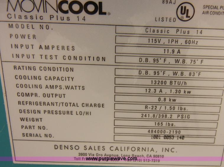 image for item H9055 Movin Cool Classic Plus 14 one ton portable AC unit