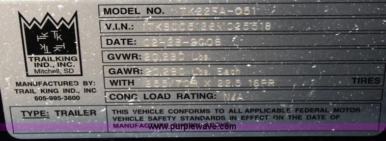 image for item B5047 2006 Trail King 53' triple axle detach trailer with tag axle