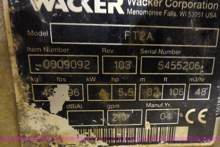 image for item G9144 Wacker water pump