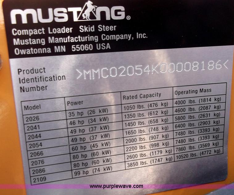 image for item B5056 2007 Mustang 2054 skid loader