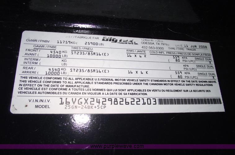 image for item C5711 2008 Big Tex 25GN goose neck trailer