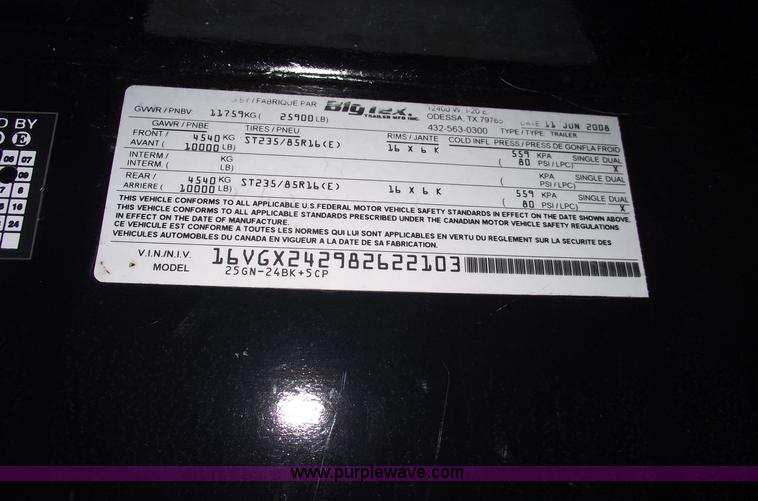 image for item C5711 2008 Big Tex 25GN goose neck trailer