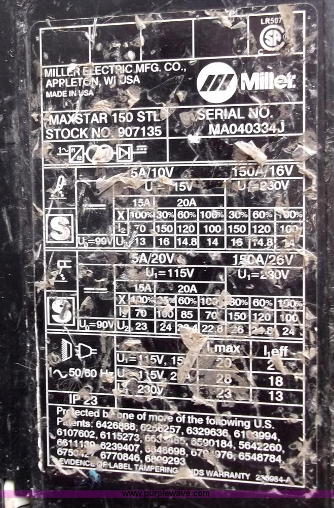image for item G9402 Miller Maxstar 150 STL TIG welder