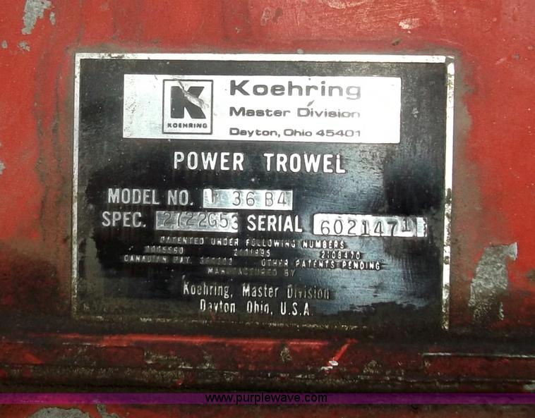 image for item G9411 Koehring Master F36B4 power trowel