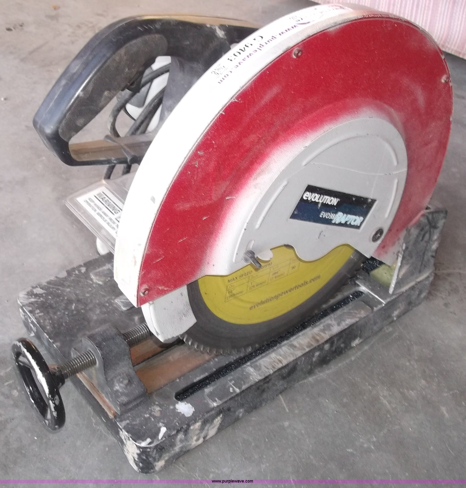 Evolution EVO380 Raptor chop saw in Roca, NE Item G9403 sold Purple