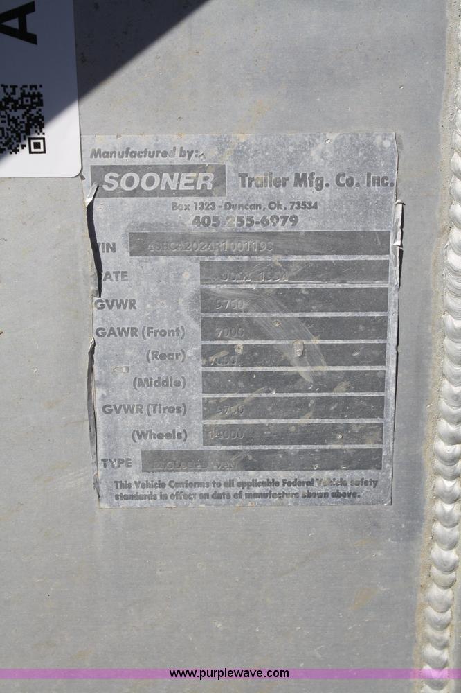 image for item A6528 1994 Sooner gooseneck horse trailer