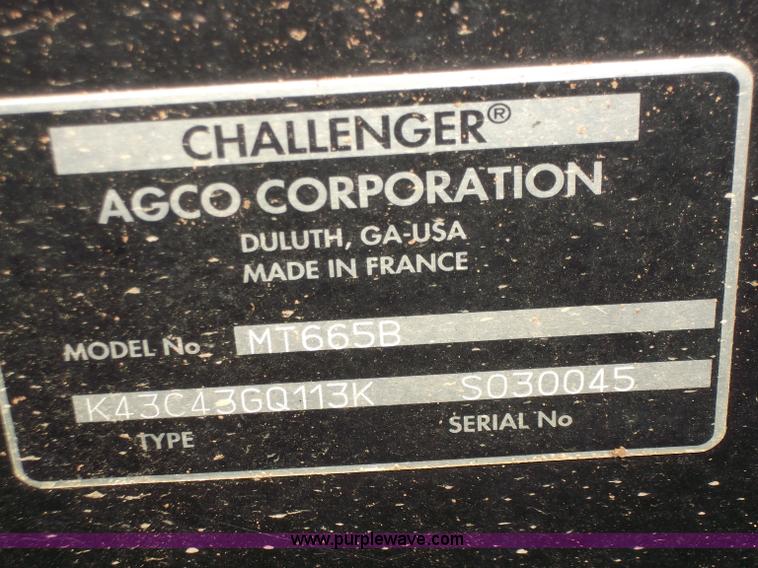 image for item B5063 2007 Challenger MT665B MFWA tractor