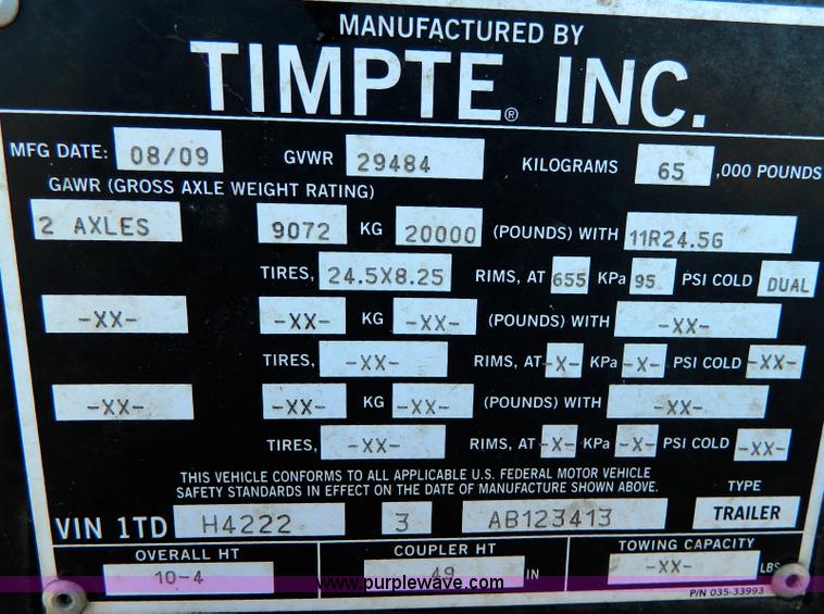 image for item D8608 2010 Timpte Super Hopper 42' grain trailer