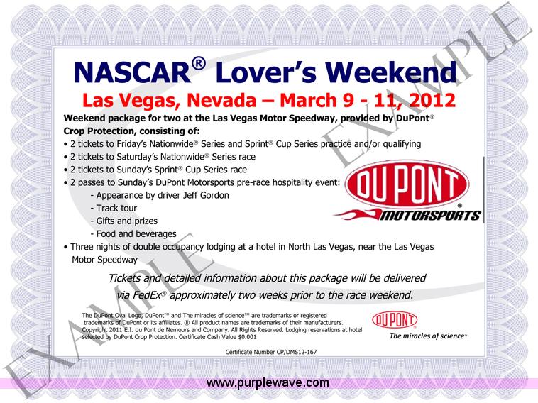 image for item A1407 NASCAR Lover's weekend