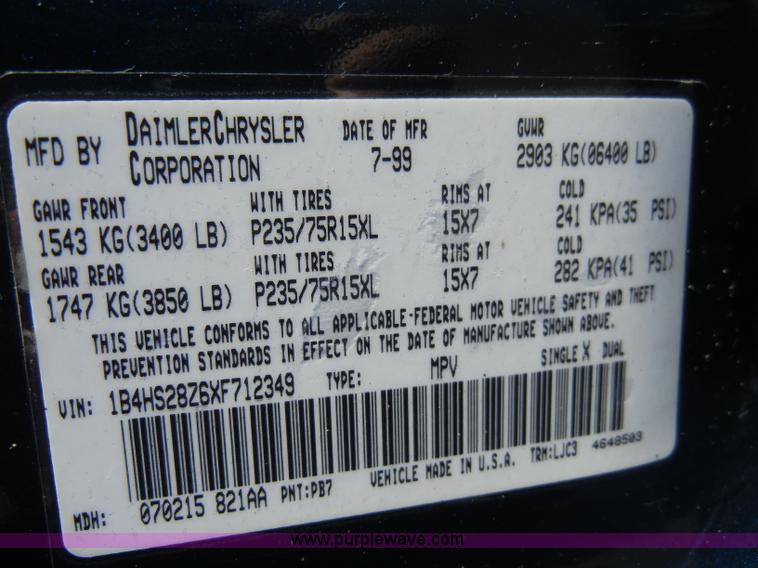 image for item A3315 1999 Dodge Durango SLT SUV