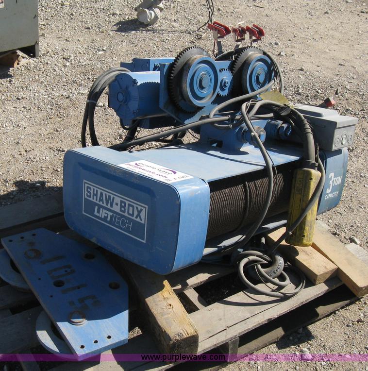 image for item A4462 Shaw-Box motor driven trolley and three ton hoist