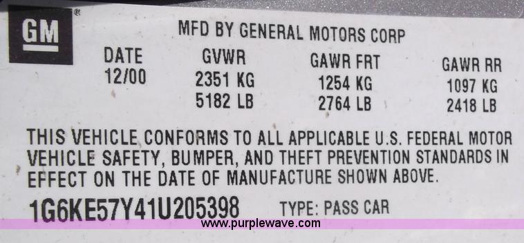 image for item B5060 2001 Cadillac DeVille DHS