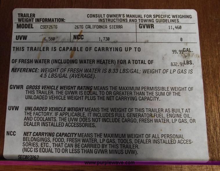 image for item C5709 2001 Forest River 26' toy hauler camper