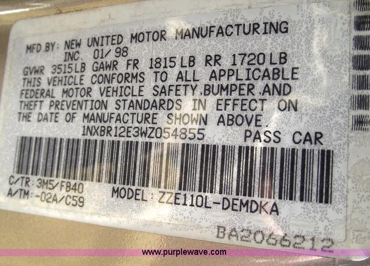 image for item C5725 1998 Toyota Corolla CE