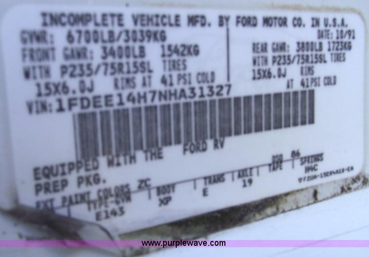 image for item C5741 1992 Ford Econoline E150 van