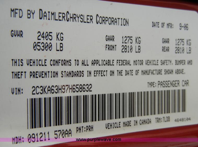 image for item A3311 2007 Chrysler 300 C