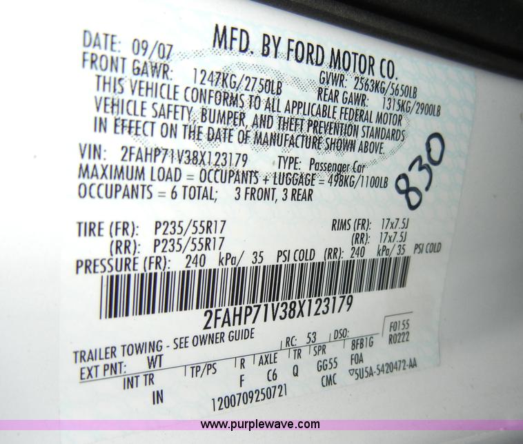 image for item A3343 2008 Ford Crown Victoria Police Interceptor