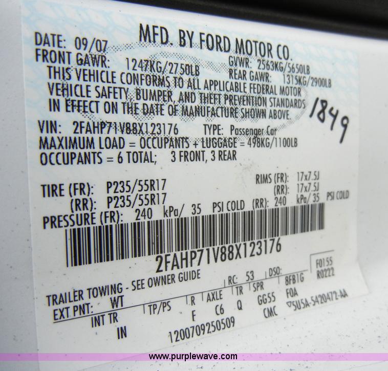 image for item A3344 2008 Ford Crown Victoria Police Interceptor