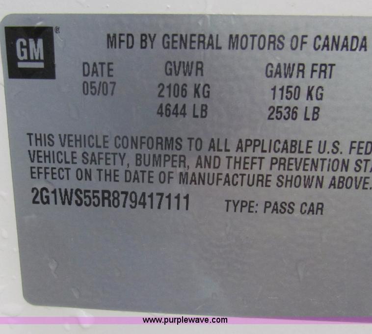 image for item A3501 2007 Chevrolet Impala