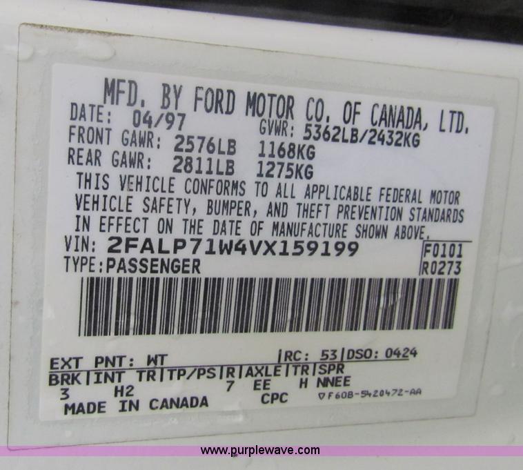 image for item B7003 1997 Ford Crown Victoria Police Interceptor