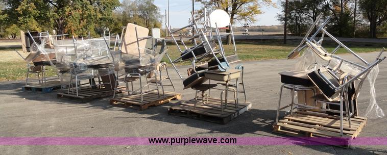 image for item G9164 Approximately 25 school desks with chairs