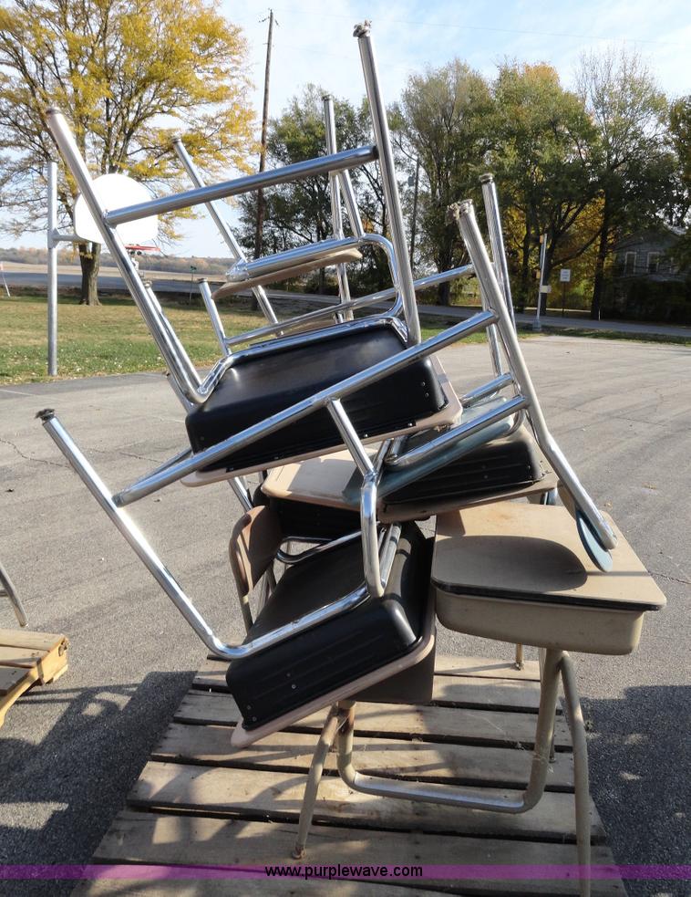 image for item G9164 Approximately 25 school desks with chairs