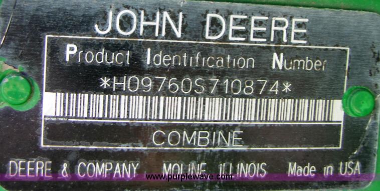 image for item A4615 2005 John Deere 9760 STS RWA combine