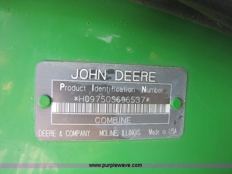 image for item A5165 2002 John Deere 9750 STS RWA combine