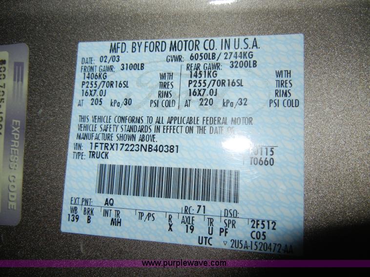 image for item A3330 2003 Ford F150 XLT super cab pickup truck