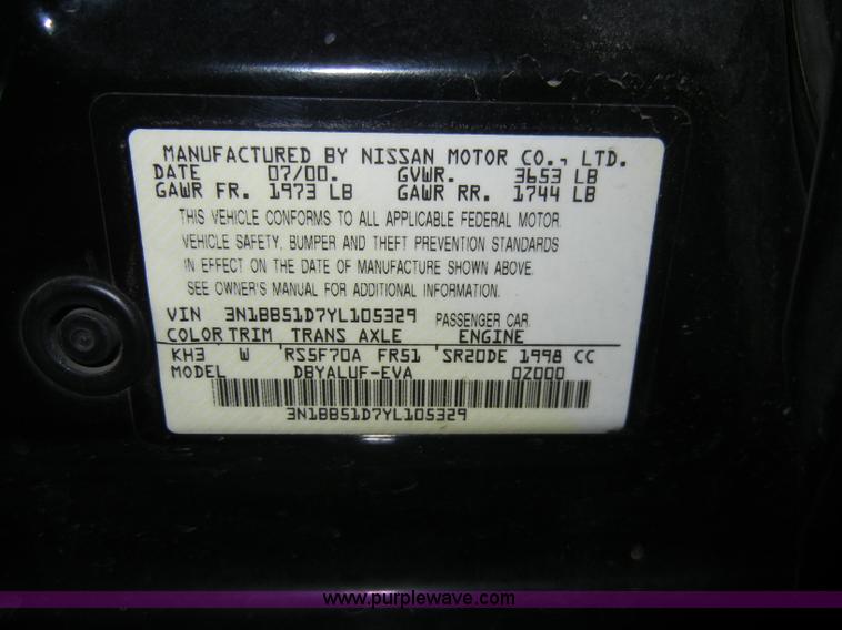 image for item A3336 2000 Nissan Sentra SE
