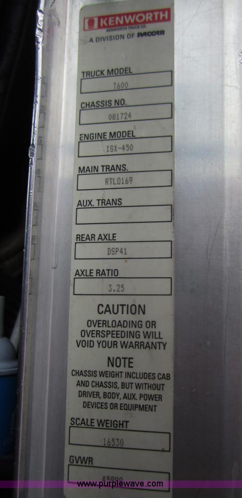 image for item B3153 2005 Kenworth T600 semi truck