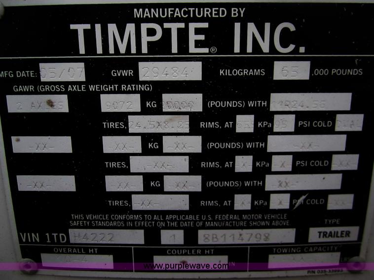 image for item B5544 2008 Timpte Super Hopper  42' grain trailer