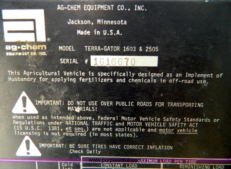 image for item D8614 1990 Ag-Chem TerraGator 1603T self propelled spreader