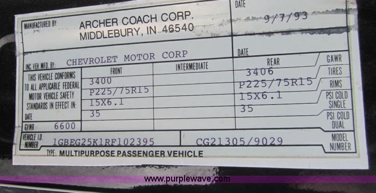 image for item C5253 1994 Chevrolet G20 conversion van