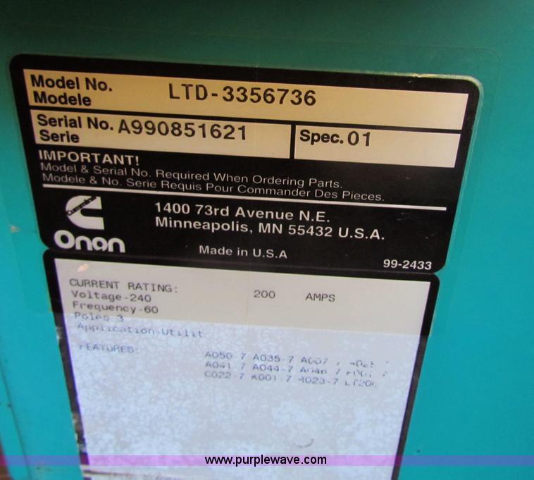 image for item D9174 Onan GNAD-3368225 pad mount generator