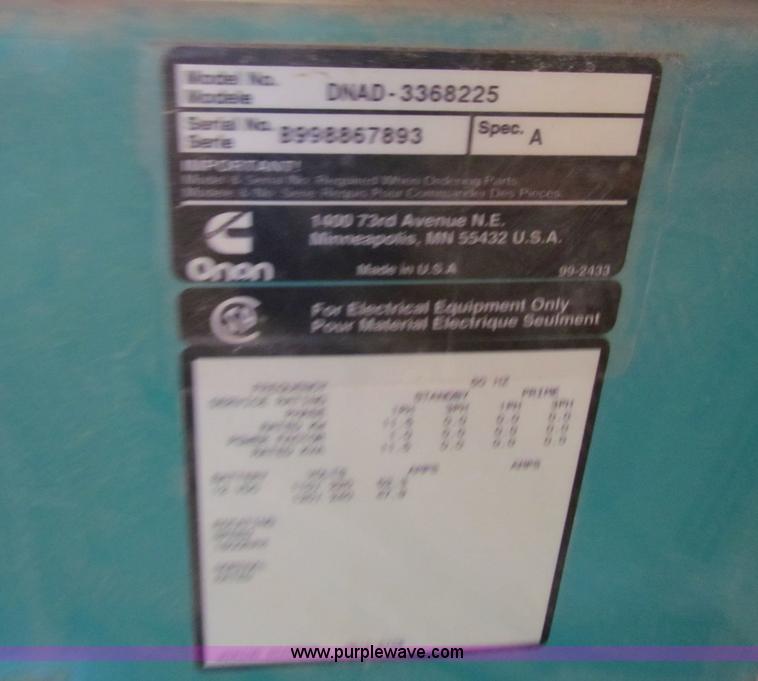 image for item D9174 Onan GNAD-3368225 pad mount generator