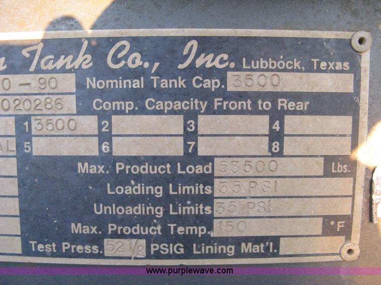 image for item A4488 1990 Harmon Tank Co. 1C21SN vacuum tanker trailer