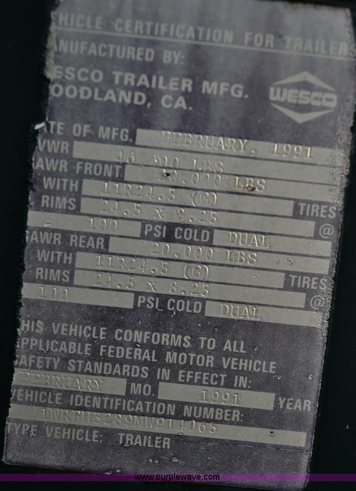 image for item A5755 1991 Westco 22' transfer trailer