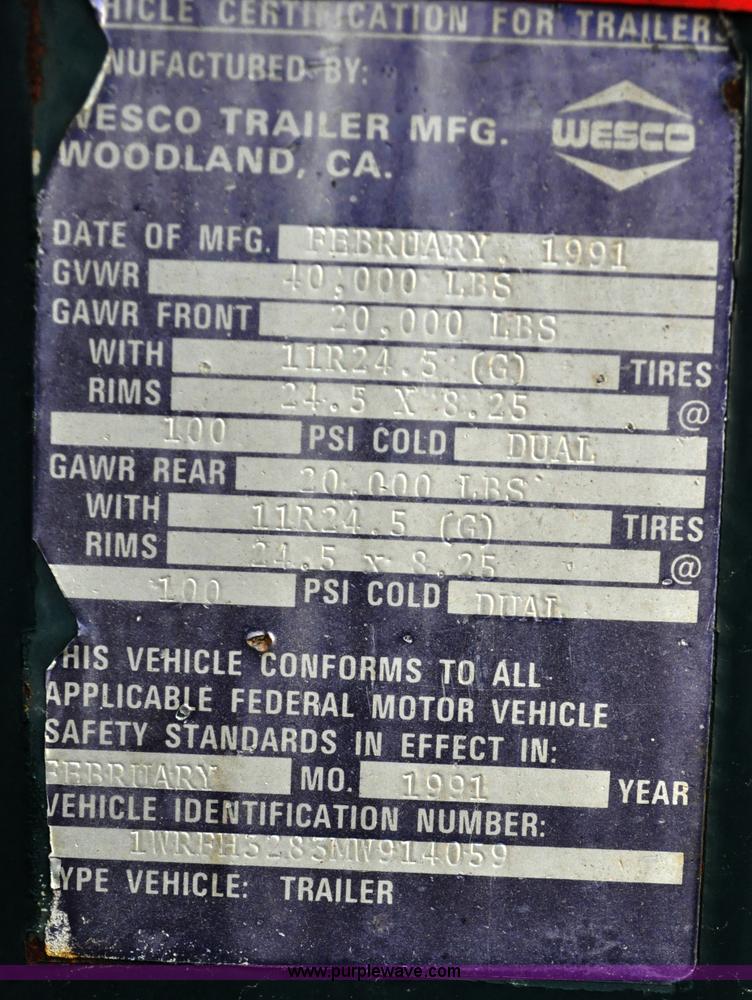 image for item A5756 1991 Westco 25' transfer trailer