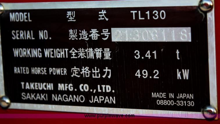 image for item A6541 2005 Takeuchi TL130 compact track loader