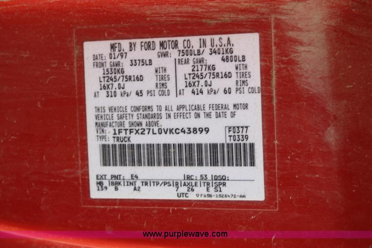 image for item A6549 1997 Ford F250 XL pickup truck