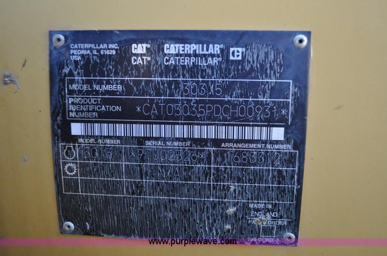 image for item A5708 2002 Caterpillar 303.5 compact excavator