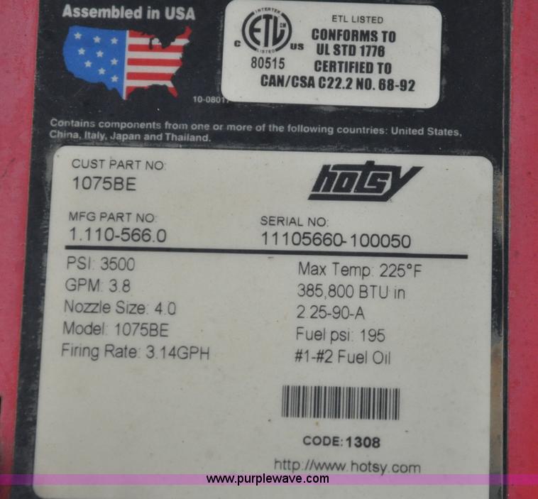 image for item A5728 Hotsy power washer system on trailer