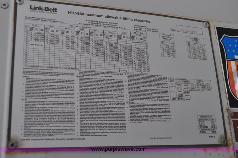 image for item A5748 1995 Link-Belt HTC-850 50 ton crane