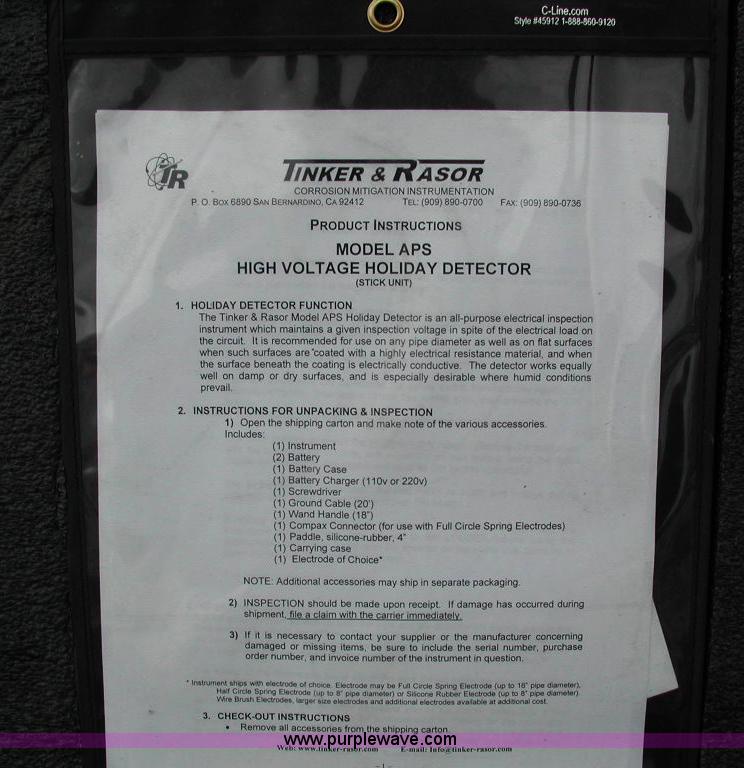 image for item I9051 Tinker and Rasor APS high voltage holiday detector